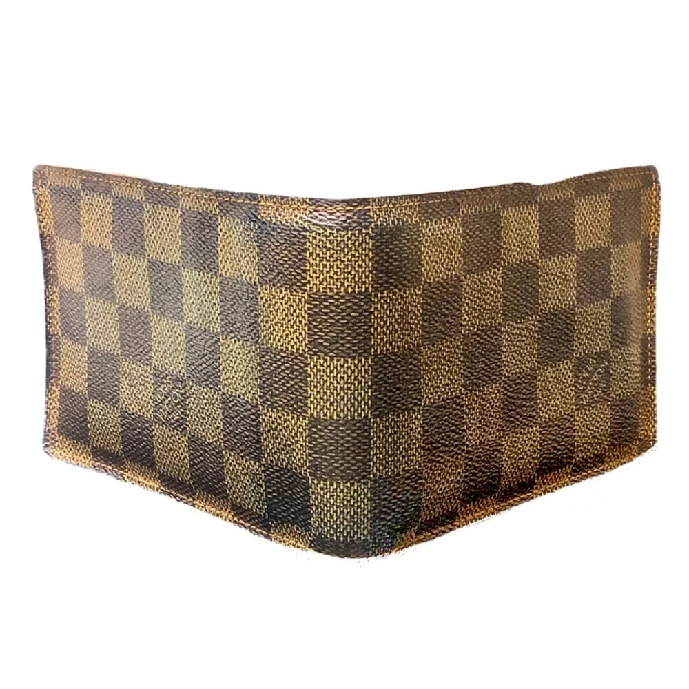 Men LOUIS VUITTON Damier Ebene Portefeiulle Florin Bifold Brown Checkered Wallet